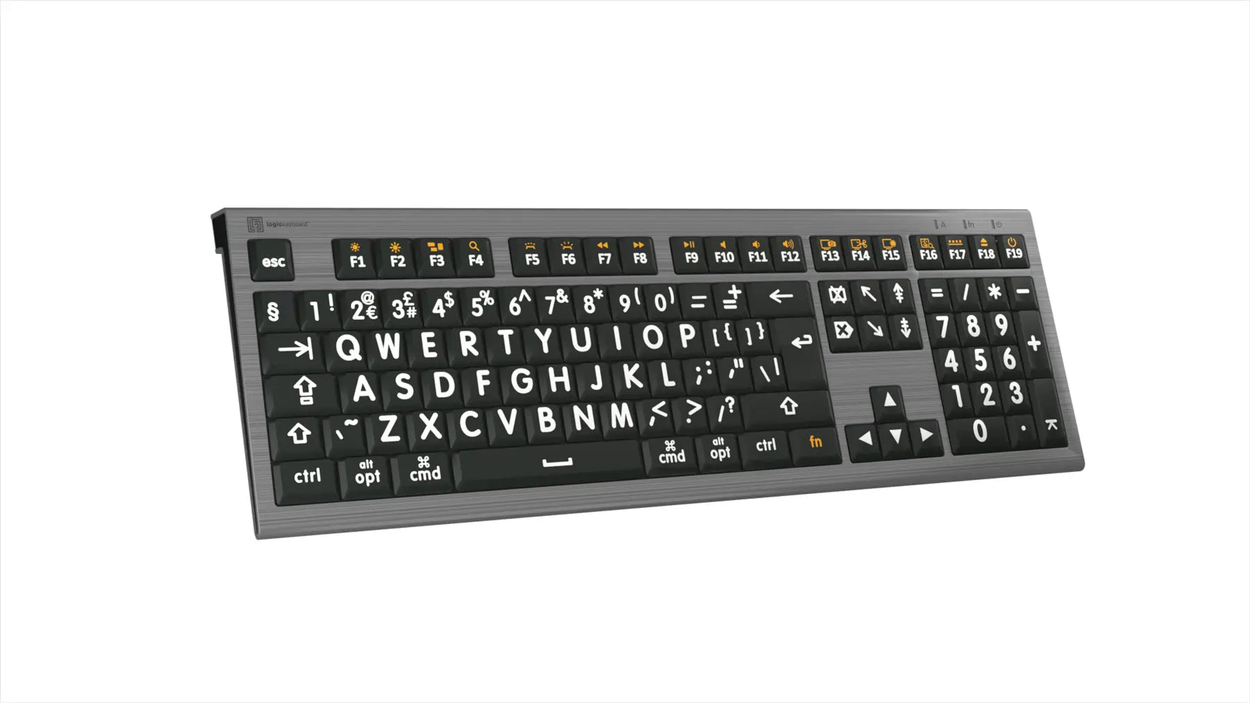Logickeyboard XLPrint ASTRA2 MAC White on Black UK Keyboard | The Dyslexia Shop