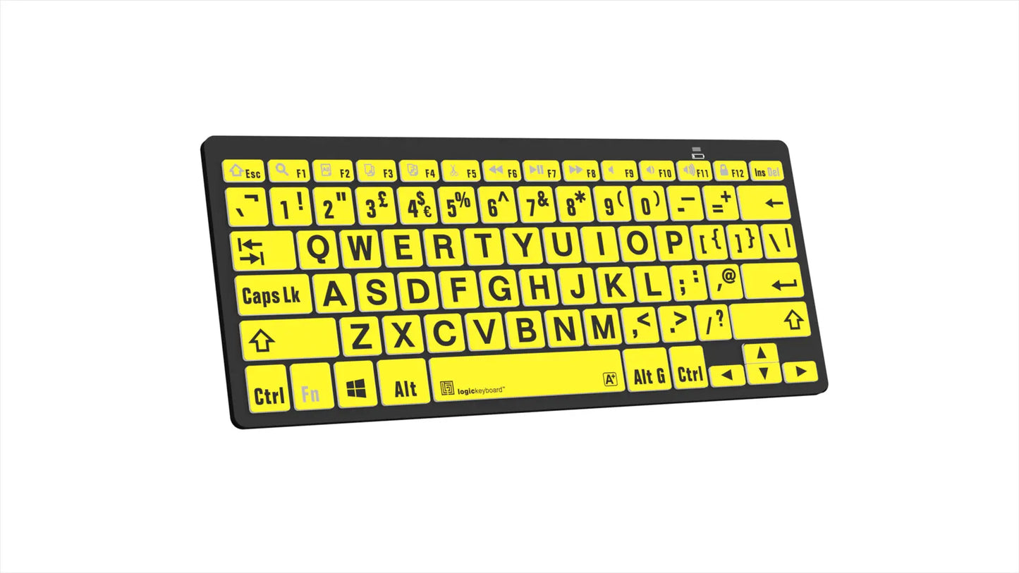 Logickeyboard XLPrint Bluetooth Black on Yellow MAC UK Keyboard | The Dyslexia Shop