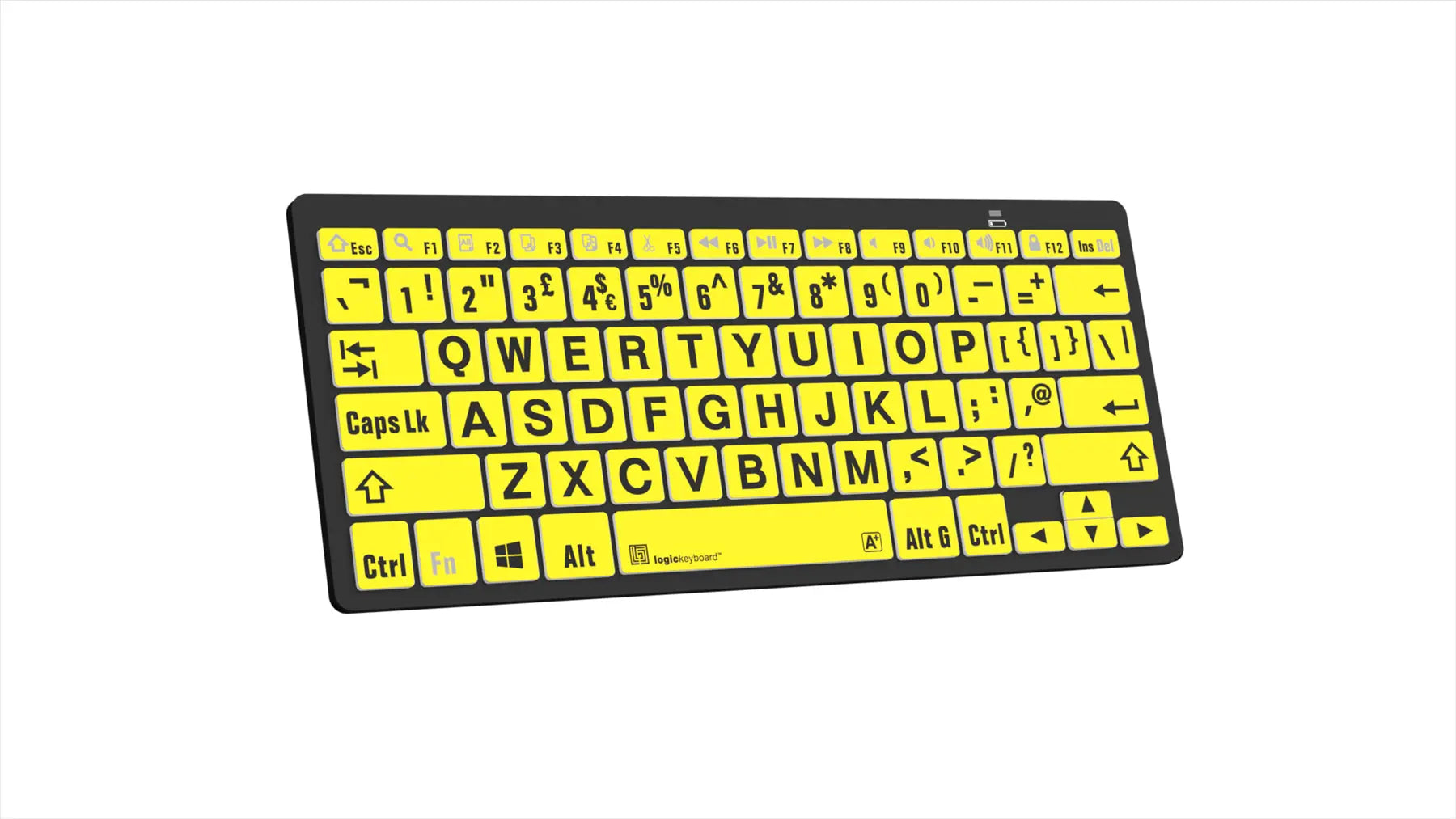 Logickeyboard XLPrint Bluetooth Black on Yellow MAC UK Keyboard | The Dyslexia Shop