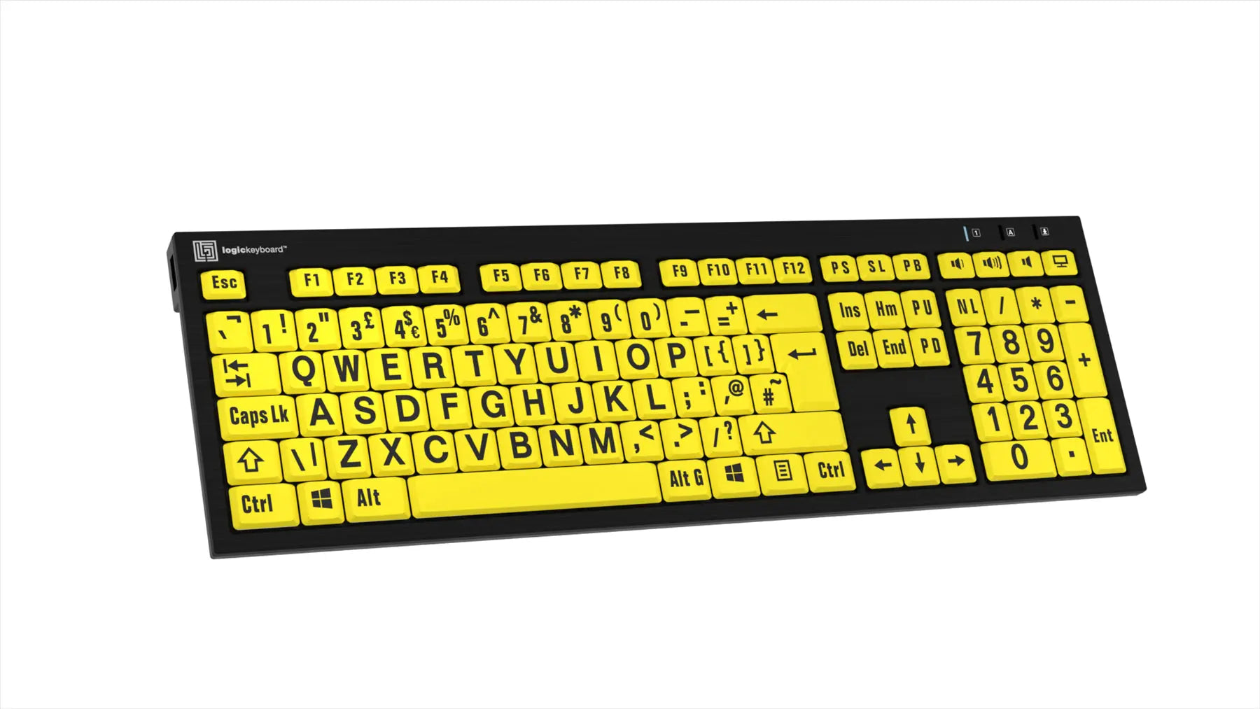 Logickeyboard XLPrint NERO PC Black on Yellow UK VA lo Keyboard | The Dyslexia Shop