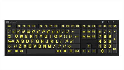 Logickeyboard XLPrint NERO PC Yellow on Black UK Keyboard | The Dyslexia Shop