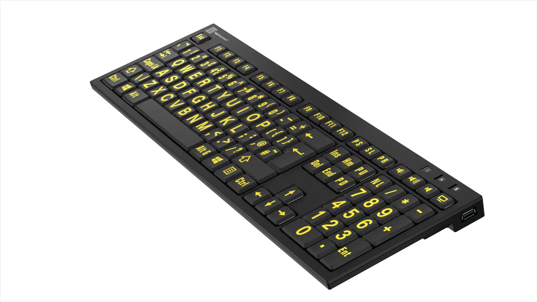 Logickeyboard XLPrint NERO PC Yellow on Black UK Keyboard | The Dyslexia Shop