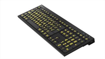Logickeyboard XLPrint NERO PC Yellow on Black UK Keyboard | The Dyslexia Shop