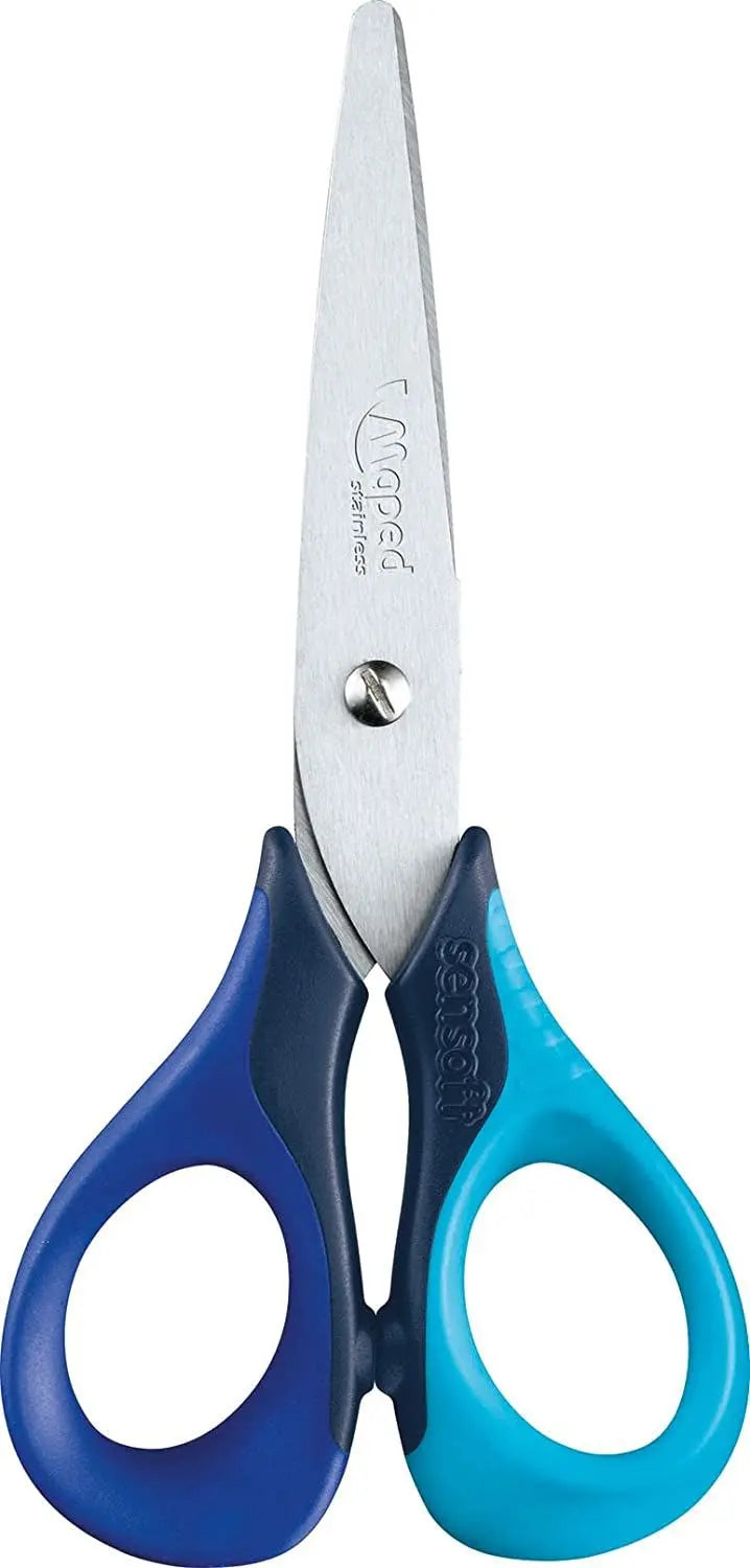 D Scissors Maped Sensoft 3D Scissors 13cm - Blue/Dark Blue - Left Handed - The ...