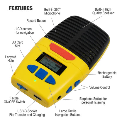 Micro-Speak Plus 1GB Yellow Voice Recorder for Dyslexia, ADHD and SEND