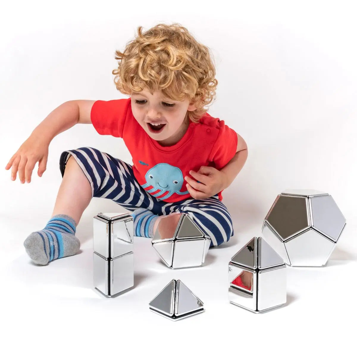 Mirrored Magnetic Polydron – 48-Piece Reflective Educational Construction Set for Ages 3+ | The Dyslexia Shop
