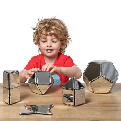 Mirrored Magnetic Polydron – 48-Piece Reflective Educational Construction Set for Ages 3+ | The Dyslexia Shop