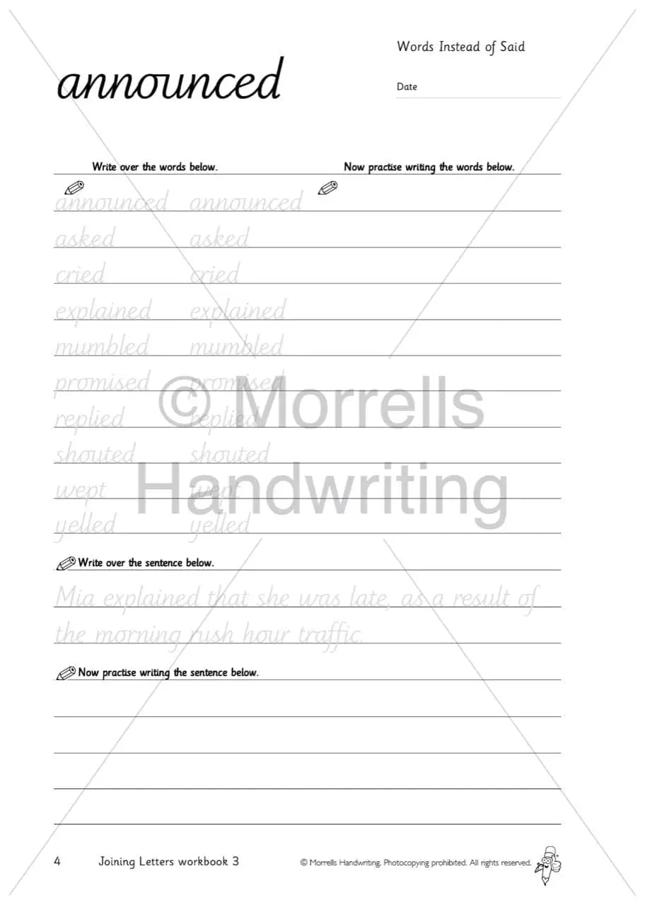 Morrells Joining Letters 3 Sentences | The Dyslexia Shop
