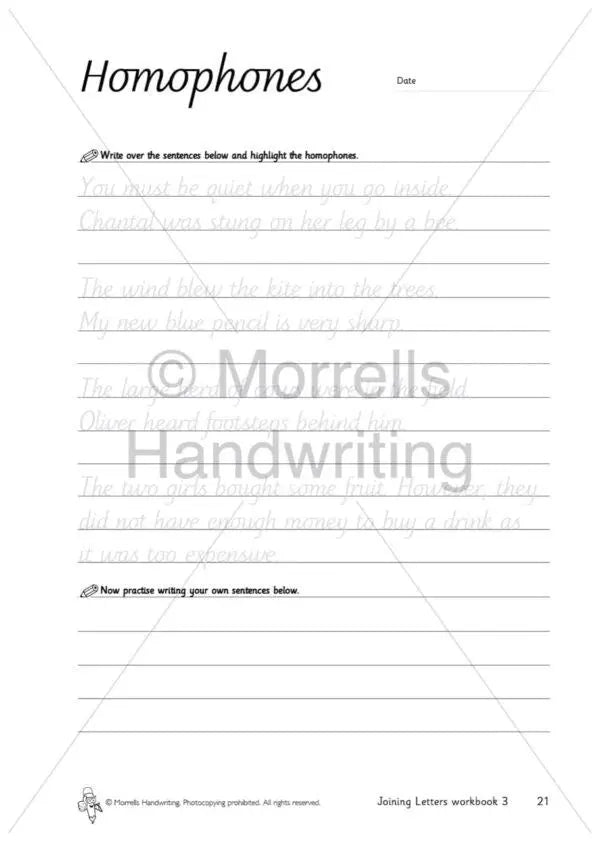 Morrells Joining Letters 3 Sentences | The Dyslexia Shop