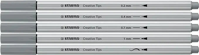 Multi-Tip Pen Set - STABILO Creative Tips - ARTY - Pack of 10 - Black and Light Grey | The Dyslex...