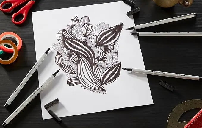Multi-Tip Pen Set - STABILO Creative Tips - ARTY - Pack of 10 - Black and Light Grey | The Dyslex...