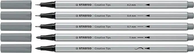 Multi-Tip Pen Set - STABILO Creative Tips - ARTY - Pack of 10 - Black and Light Grey | The Dyslex...