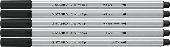 Multi-Tip Pen Set - STABILO Creative Tips - ARTY - Pack of 5 - Black | The Dyslexia Shop