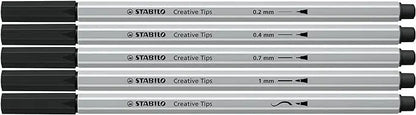 Multi-Tip Pen Set - STABILO Creative Tips - ARTY - Pack of 5 - Black | The Dyslexia Shop