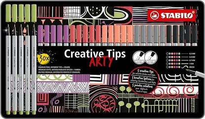 Multi-Tip Pen Set - STABILO Creative Tips - ARTY - Tin of 30 - PASTEL - Assorted Colours | The Dyslexia Shop