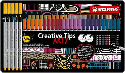 Multi-Tip Pen Set - STABILO Creative Tips - ARTY - Tin of 50 - URBAN - Assorted Colours | The Dys...