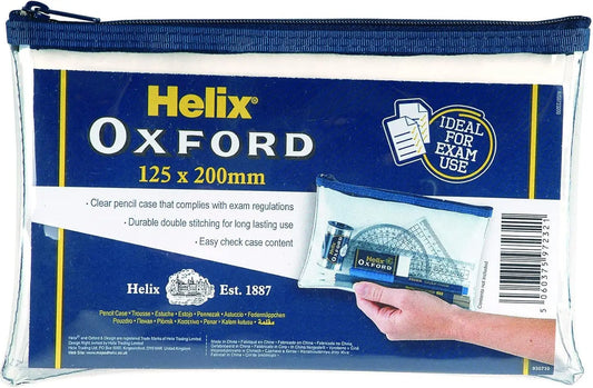 Oxford Clear Pencil Case – 8" x 5" Exam-Compliant Stationery Pouch | The Dyslexia Shop