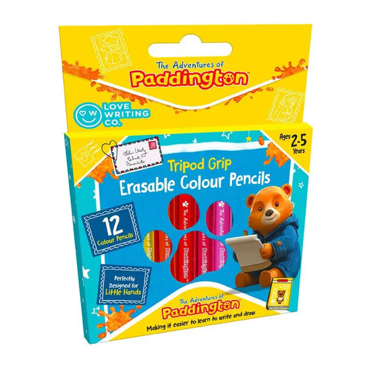 PADDINGTON™ Erasable Tripod Grip Colour Pencils 12 Pack: Ages 2-5 | The Dyslexia Shop