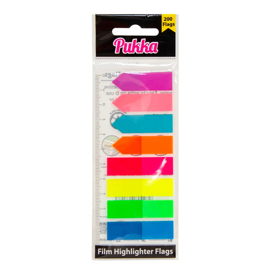 Pukka Pads Film Highlighter Flags – 200 Assorted Self-Adhesive Markers | The Dyslexia Shop