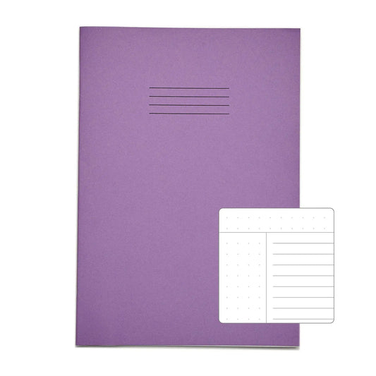 RHINO A4 Cornell Exercise Book 80 Page Purple 8mm Ruled | The Dyslexia Shop