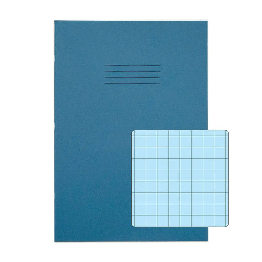 RHINO A4 Tinted Exercise Book Blue Paper - 10mm Squared | 48pg/10pk | The Dyslexia Shop