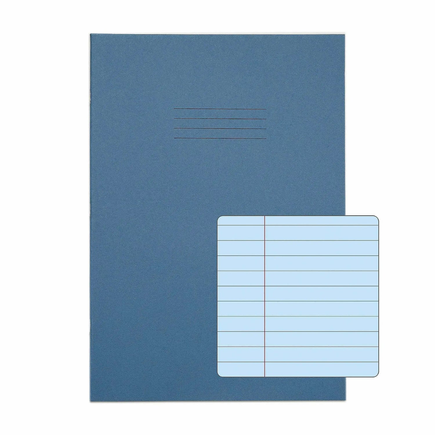 RHINO A4 Tinted Exercise Book Blue Paper - 8mm Lined + Margin | 48pg/10pk | The Dyslexia Shop