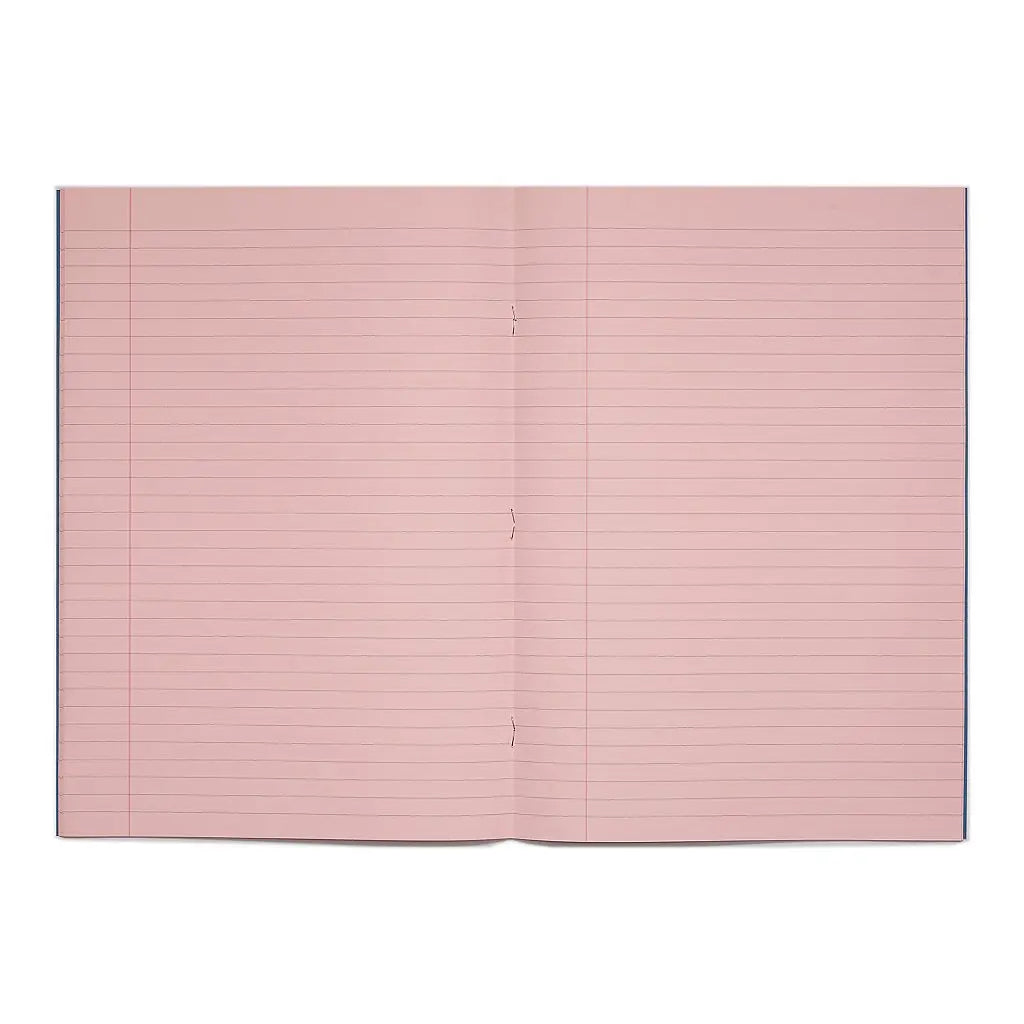 RHINO A4 Tinted Exercise Book Pink Paper - 8mm Lined + Margin | 48pg/10pk | The Dyslexia Shop