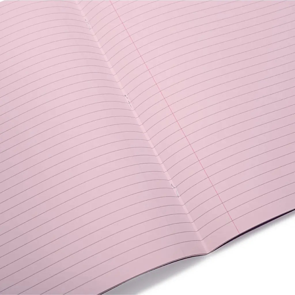 RHINO A4 Tinted Exercise Book Pink Paper - 8mm Lined + Margin | 48pg/10pk | The Dyslexia Shop