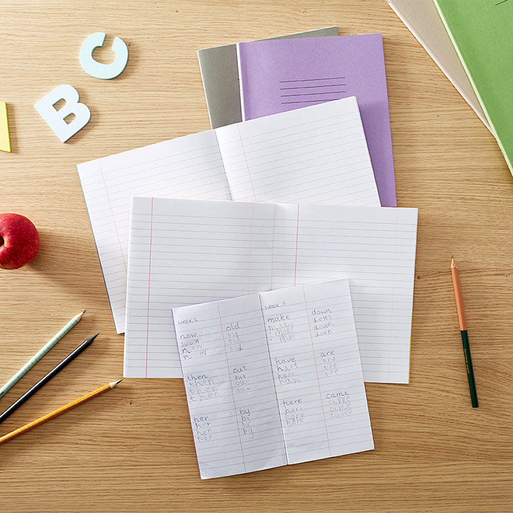 RHINO A5+ 9 x 7 Oversized Exercise Book - 8mm Lined + Margin | 48pg/10pk | The Dyslexia Shop