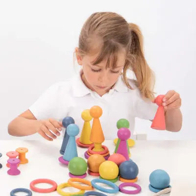 Rainbow Wooden Figures - Pk7 | The Dyslexia Shop