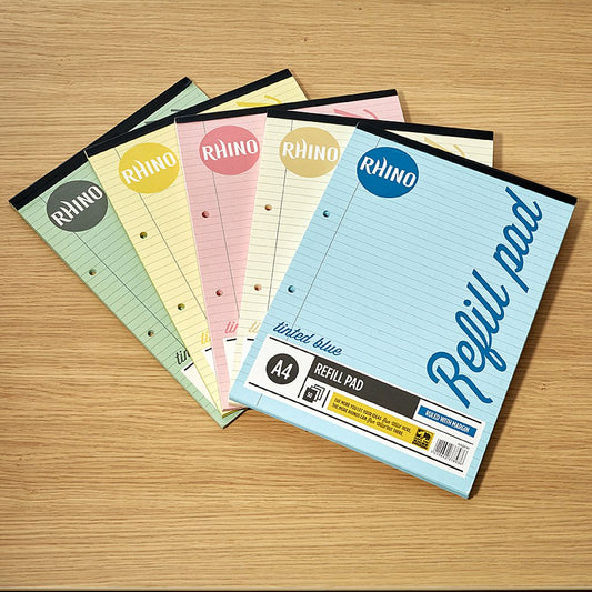 RHINO A4 Tinted Refill Pad - 8mm Lined + Margin - Pack Of 6 | 100pg