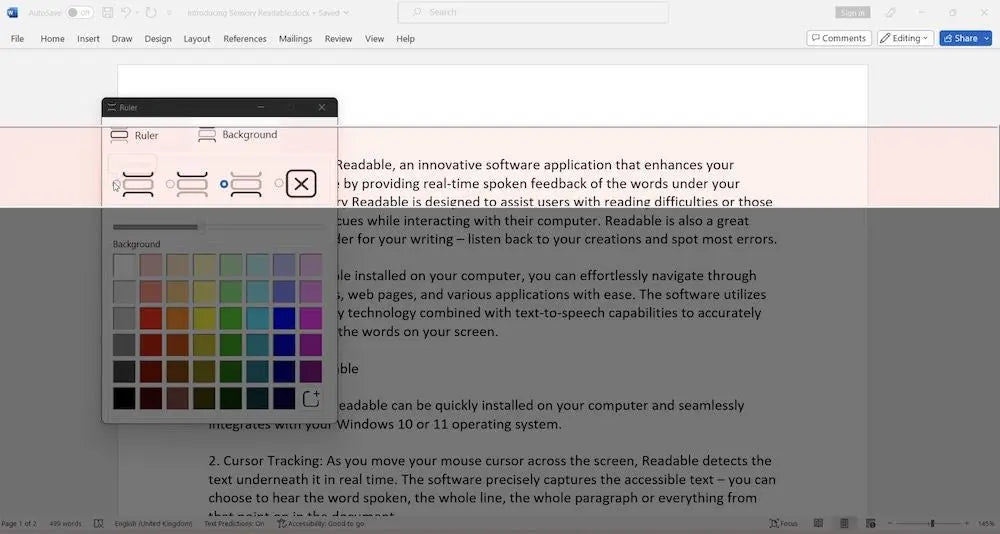 Sensory Ruler and Tint for Windows – Workplace Single User License | The Dyslexia Shop