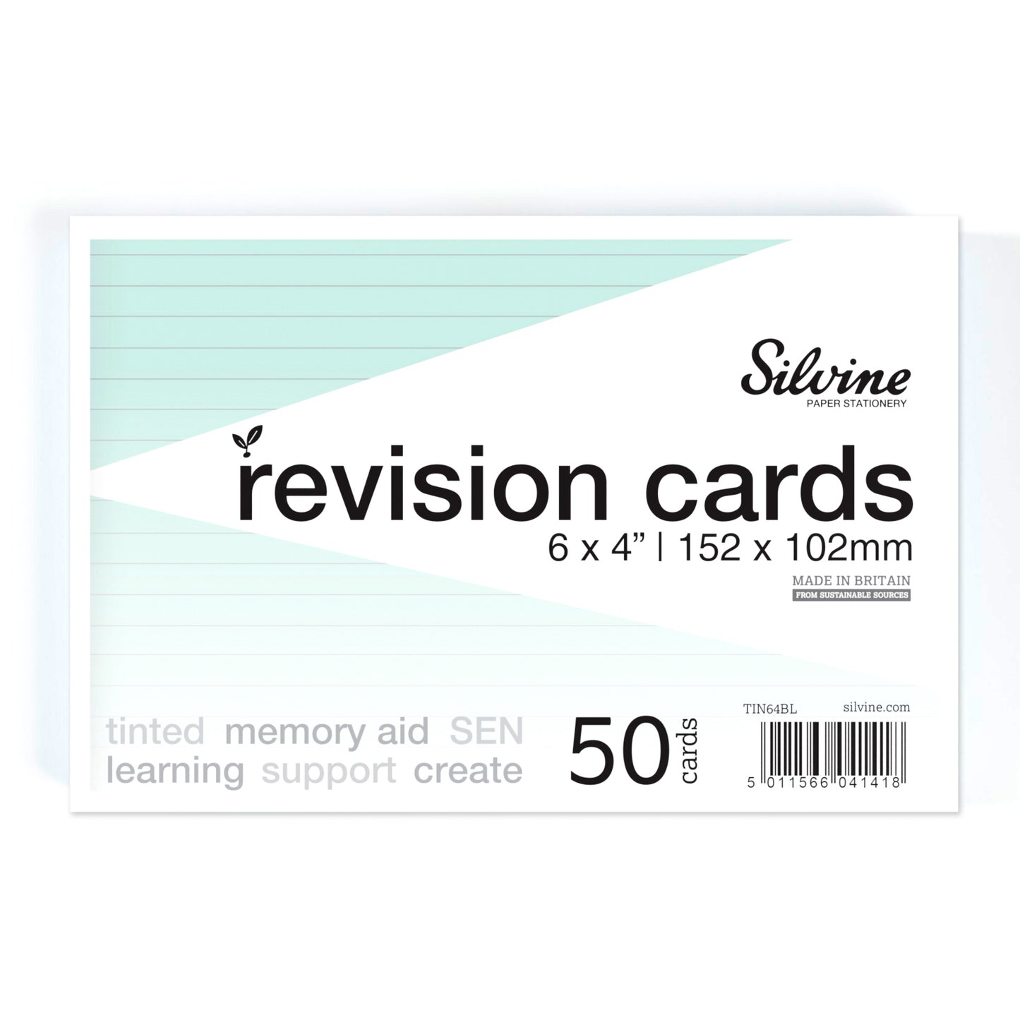 Silvine Tinted Revision Cards 6 x 4" (Lined, 50 Cards)