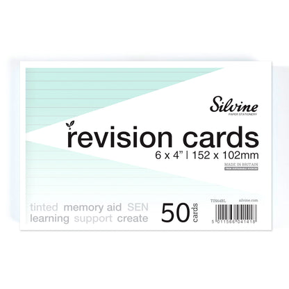 Silvine Tinted Revision Cards 6 x 4" (Lined, 50 Cards)