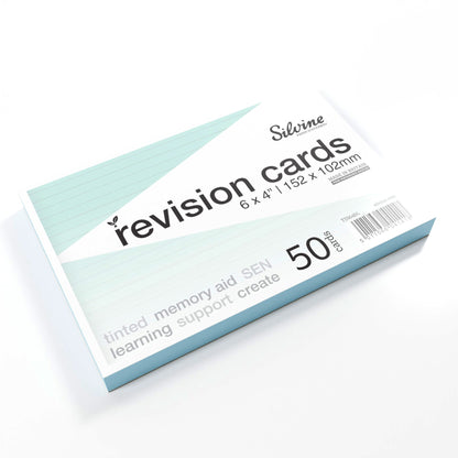 Silvine Tinted Revision Cards 6 x 4" (Lined, 50 Cards)