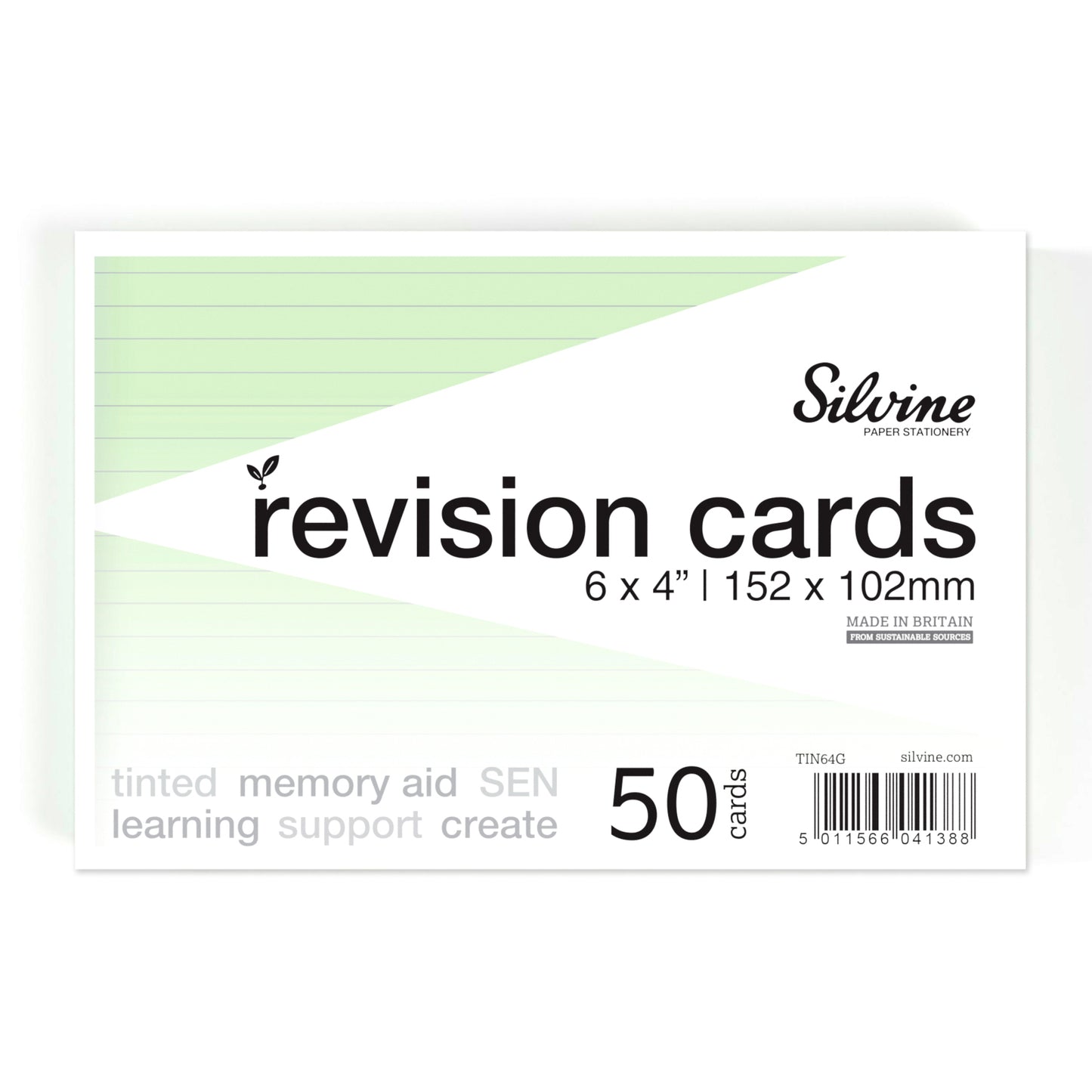 Silvine Tinted Revision Cards 6 x 4" (Lined, 50 Cards)