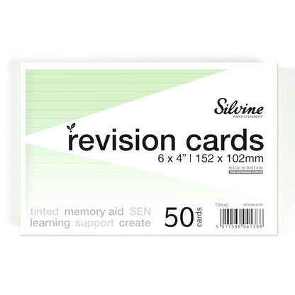Silvine Tinted Revision Cards 6 x 4" (Lined, 50 Cards)