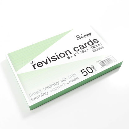 Silvine Tinted Revision Cards 6 x 4" (Lined, 50 Cards)