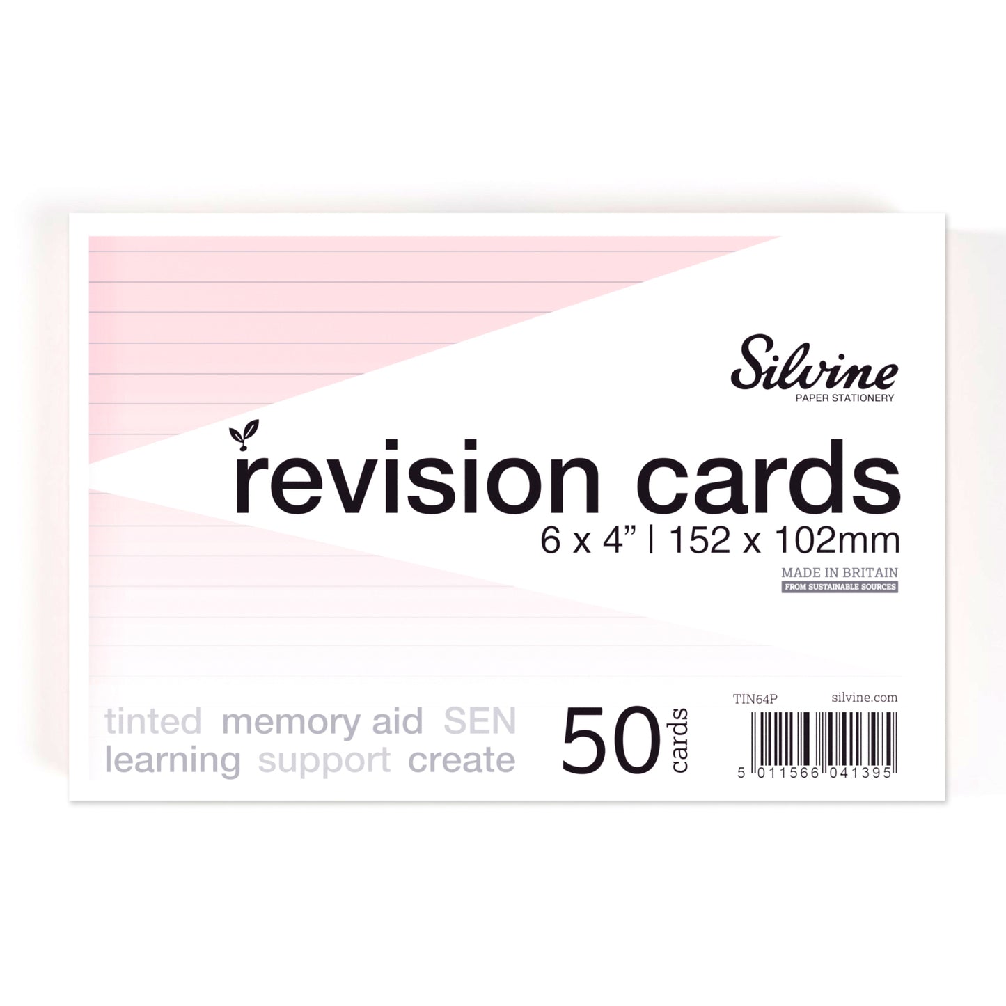 Silvine Tinted Revision Cards 6 x 4" (Lined, 50 Cards)