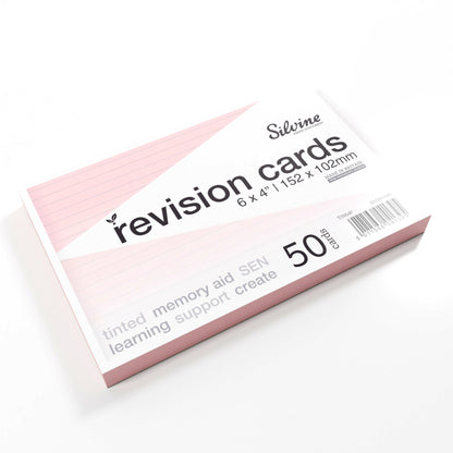 Silvine Tinted Revision Cards 6 x 4" (Lined, 50 Cards)