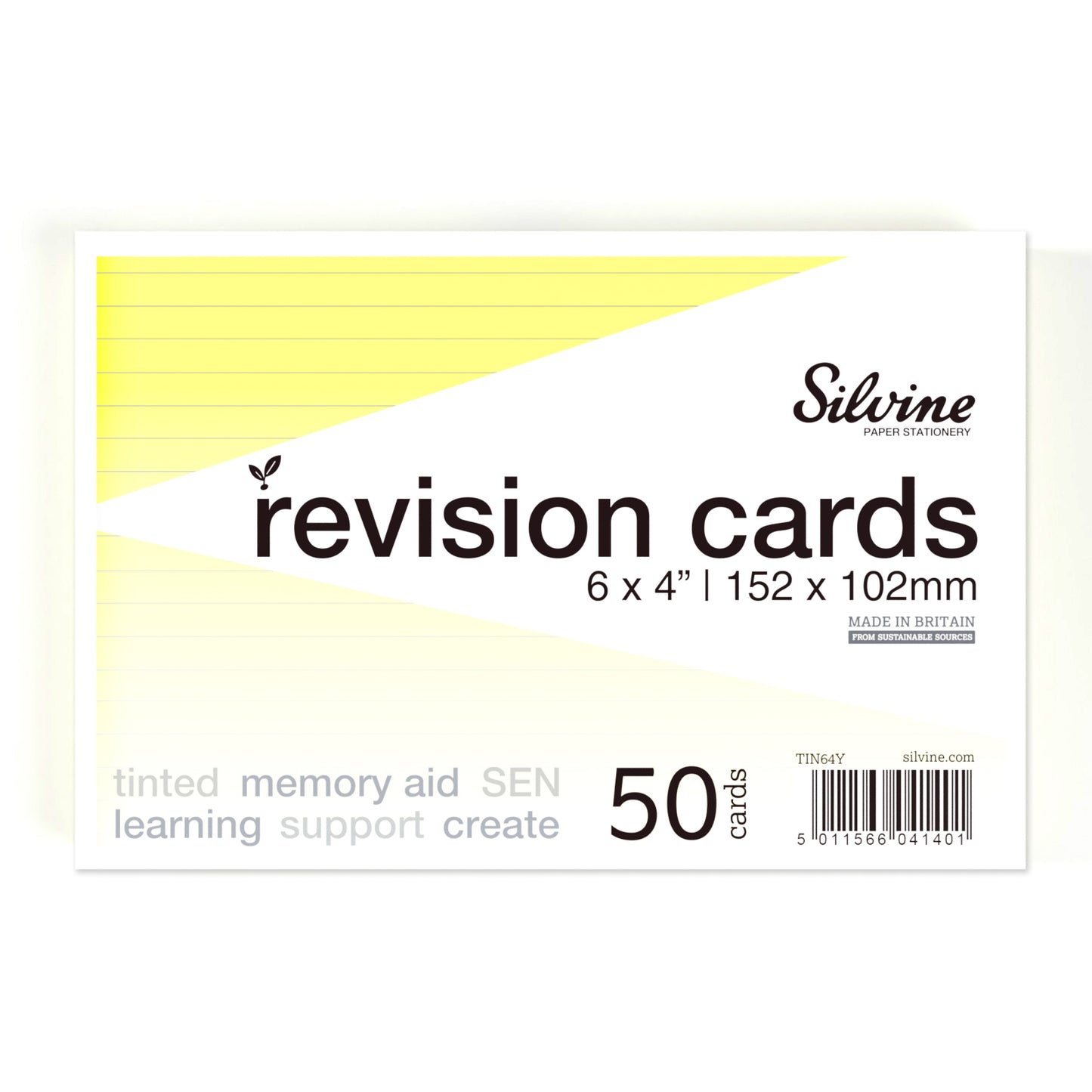Silvine Tinted Revision Cards 6 x 4" (Lined, 50 Cards)