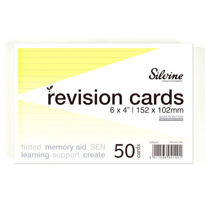 Silvine Tinted Revision Cards 6 x 4" (Lined, 50 Cards)