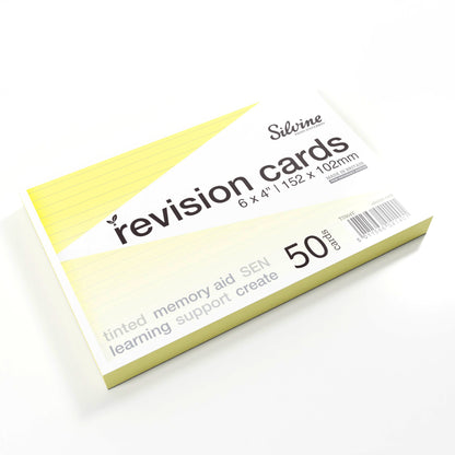 Silvine Tinted Revision Cards 6 x 4" (Lined, 50 Cards)