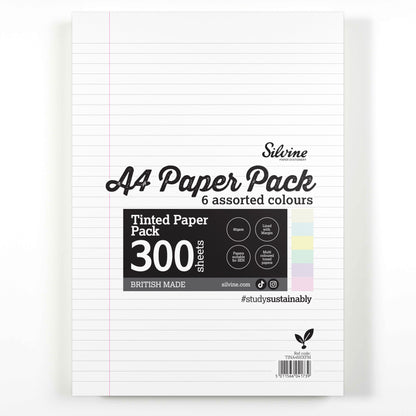 Silvine A4 Tinted Paper Pack – 300 Sheets 6  Colours