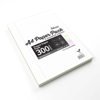 Silvine A4 Tinted Paper Pack – 300 Sheets 6  Colours