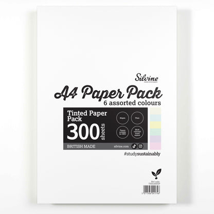 Silvine A4 Tinted Paper Pack – 300 Sheets 6  Colours
