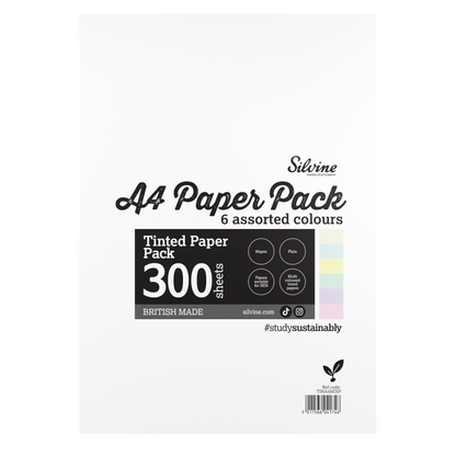 Silvine A4 Tinted Paper Pack – 300 Sheets 6  Colours