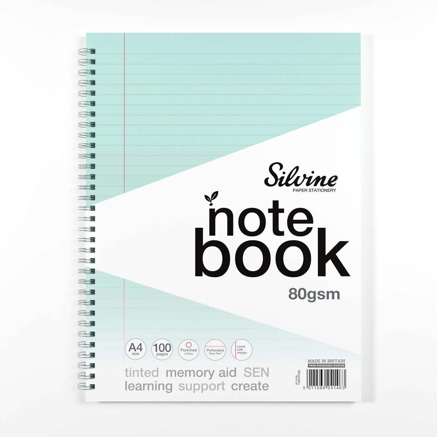 Silvine A4 Titned Paper Dyslexia Notebook – 100 Wirebound Pages