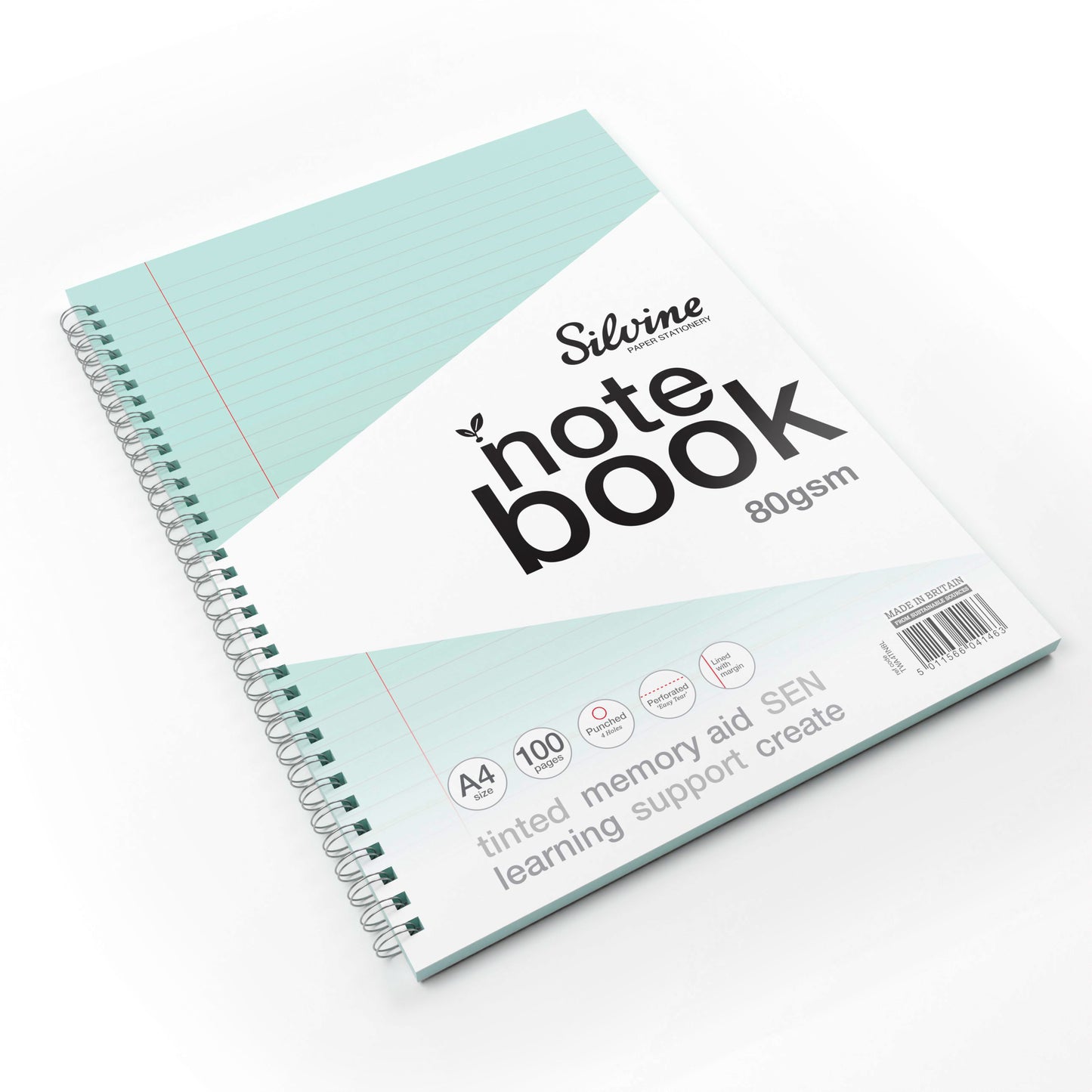 Silvine A4 Titned Paper Dyslexia Notebook – 100 Wirebound Pages