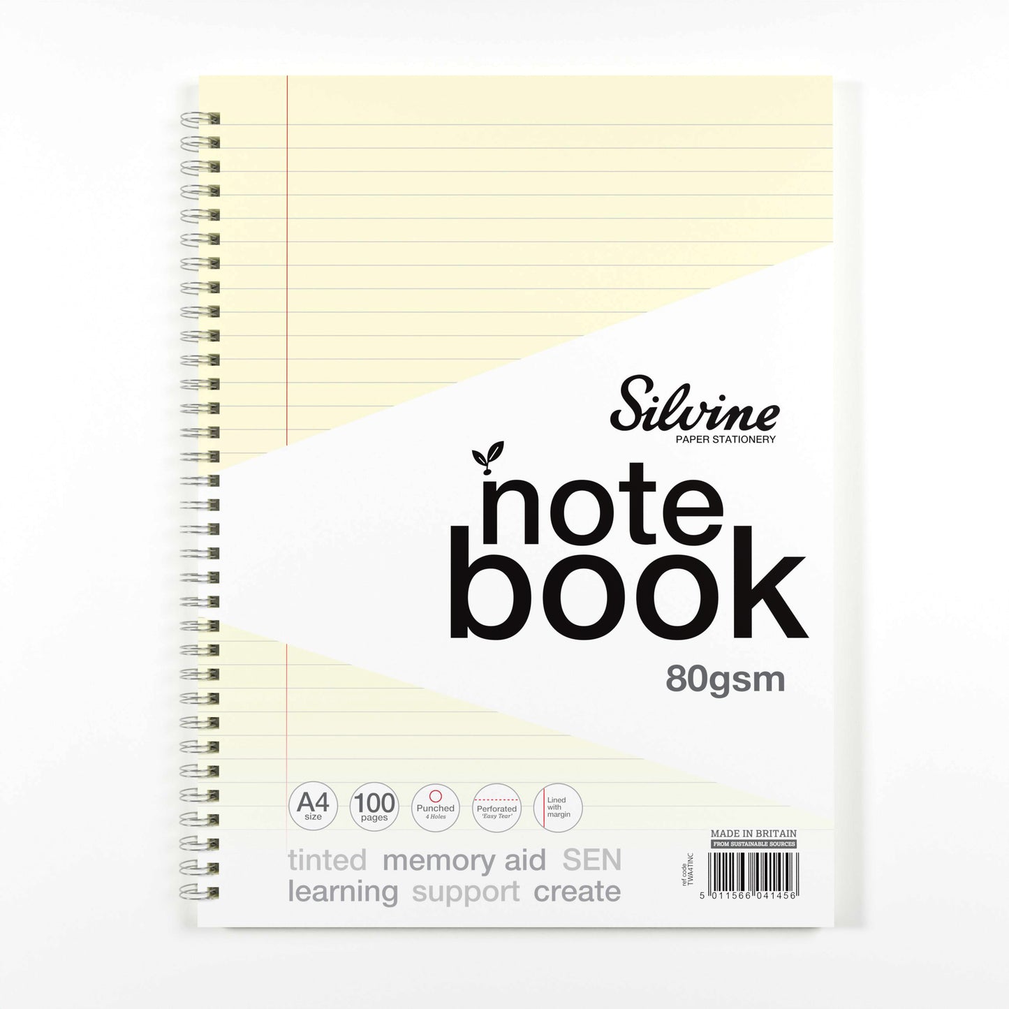 Silvine A4 Titned Paper Dyslexia Notebook – 100 Wirebound Pages